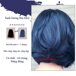 Thuốc nhuộm tóc XANH DƯƠNG ĐEN ÁNH KHÓI màu nhuộm lên chuẩn tone kem nhuộm tóc an toàn không sót mùi thơm