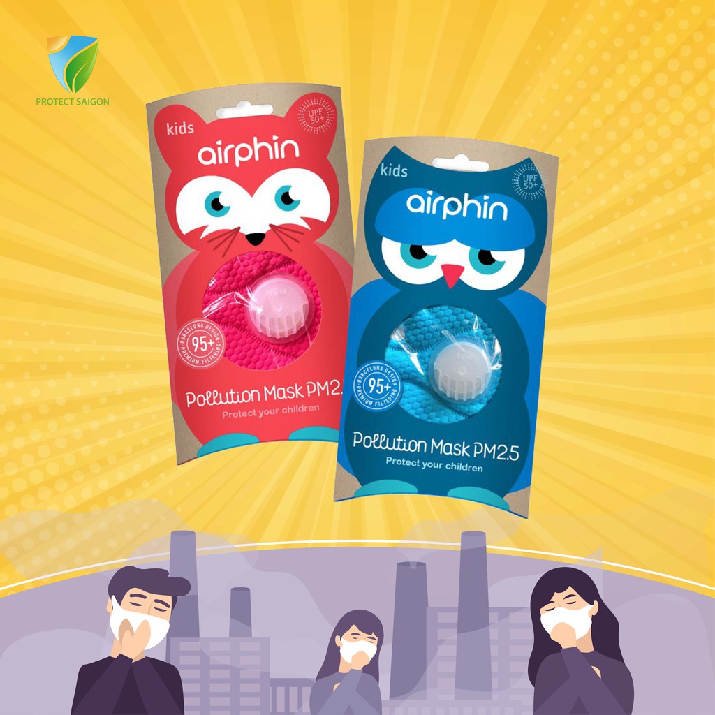 Khẩu trang trẻ em Airphin  chống bụi mịn ô nhiễm PM 2.5