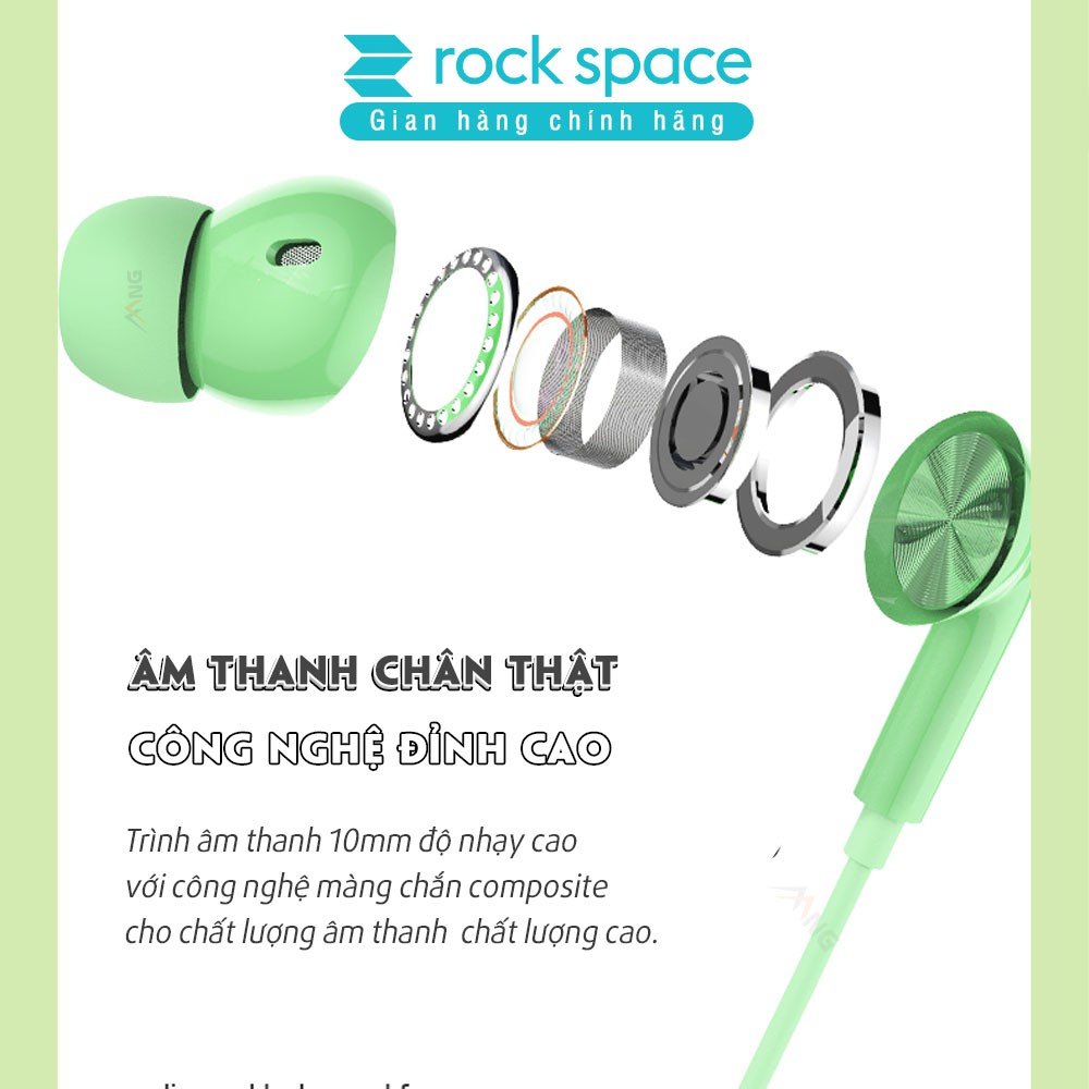 Tai nghe có dây nhét tai Rockspace ES07 chuẩn cắm 3.5mm có mic chơi game nghe nhạc hàng chính hãng – bảo hành 12 tháng