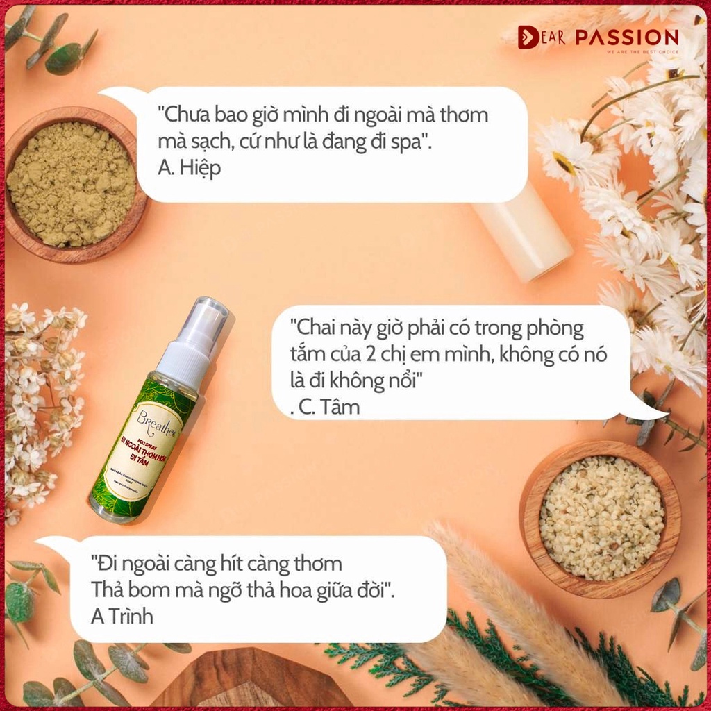 Xịt khử mùi Breathe, giúp tạo hương thơm và ngăn mùi khi đi vệ sinh 30ml