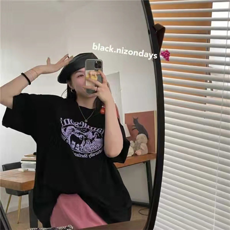 Jiashucheng Áo Thun Nữ Ngắn Tay Phong Cách Hàn Quốc Mới