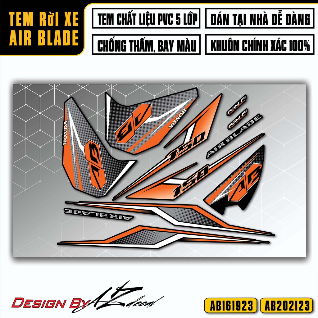 Tem Rời Xe Airblade Mới Nhất, Đa Dạng Màu Tem | AB23 | Decal AB Cao Cấp Chống Thấm Nước, Chống Phai Màu