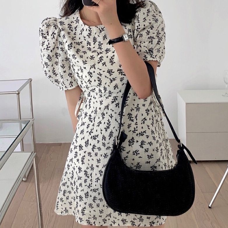 Đầm Hoa Cổ Tròn Thời Trang Pháp Mùa Hè Hàng Mới Dành Cho Bạn Nữ 2022