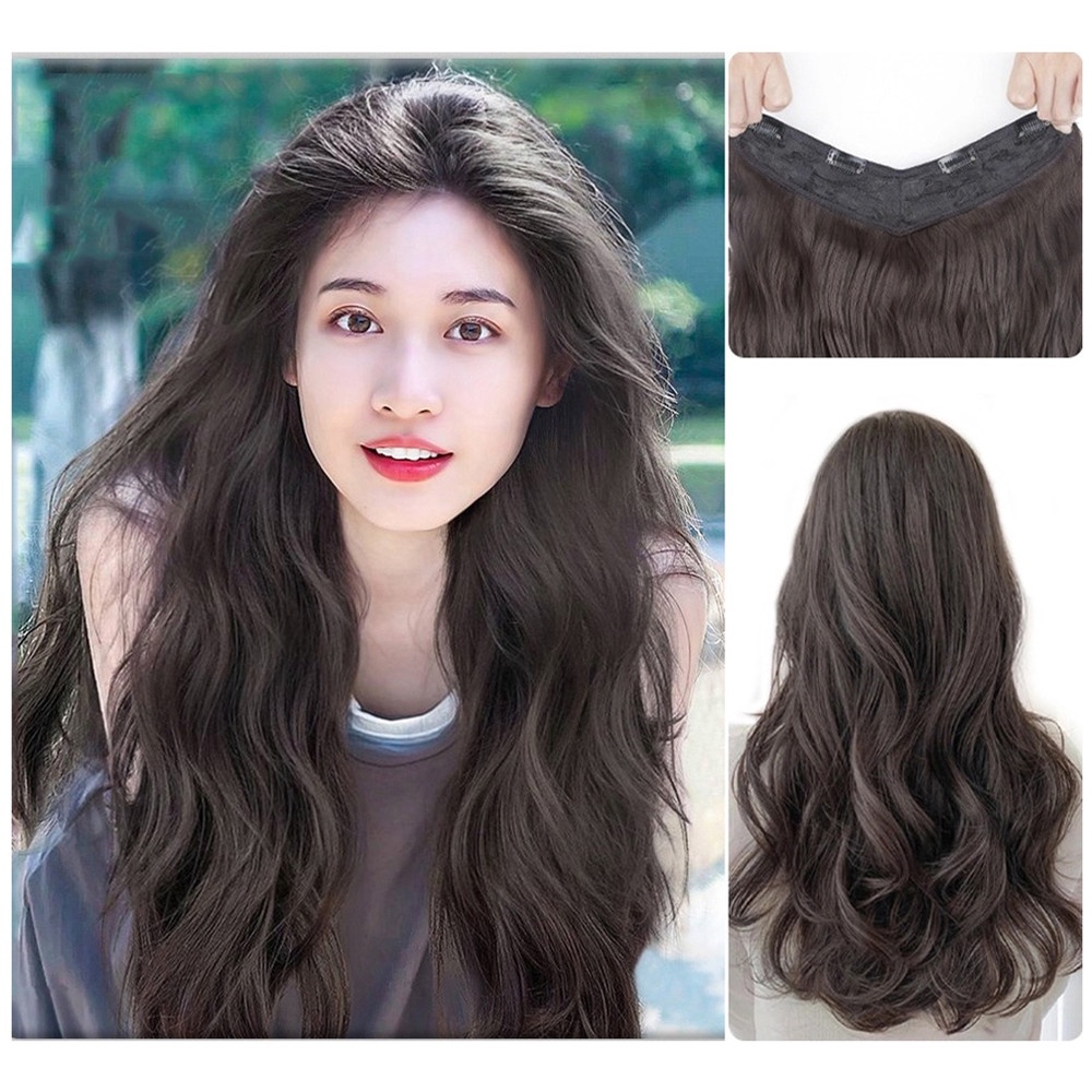 Bộ Tóc Giả Nữ Kiểu Chữ U Xoăn Bồng Bềnh Tự Nhiên Thoải Mái Thời Trang Hàn Quốc