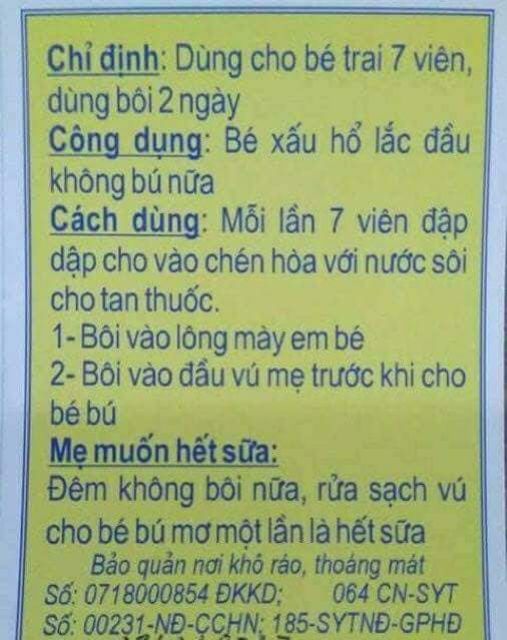 Combo 10 gói thuốc cai sữa cho bé ( 5 bé trai, 5 bé gái)