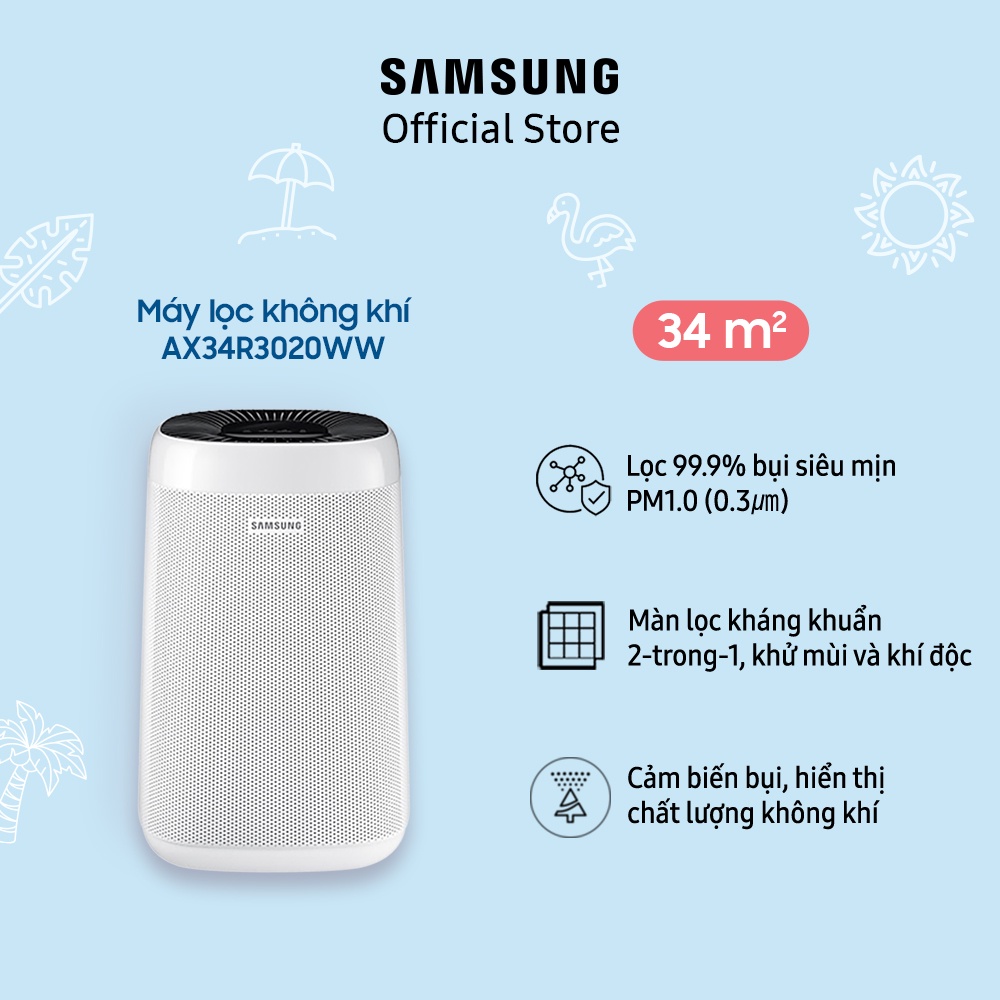 [Mã ELSAM5 giảm 10% đơn 500K] Máy lọc không khí Samsung AX34R3020WW/SV (34m2)