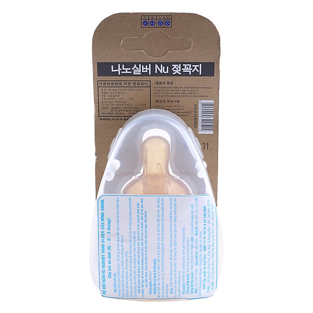 Bộ Đôi Núm Cho Trẻ Sơ Sinh Cỡ S NuBaby Nano Silver (250ml)