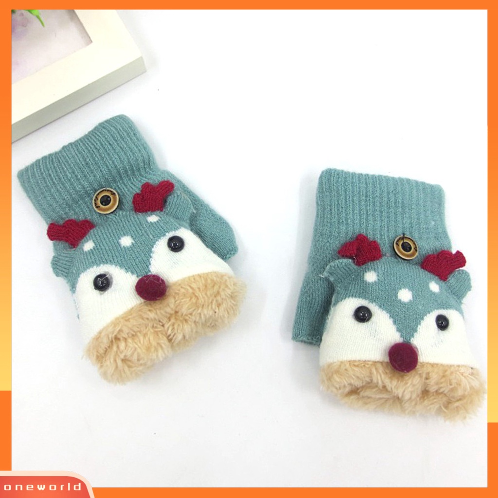 |Áo Thun In Hình ONEOR Thời Trang Năng Động| Găng Tay Len Hở Ngón Họa Tiết Tuần Lộc Hoạt Hình Dễ Thương Cho Bé