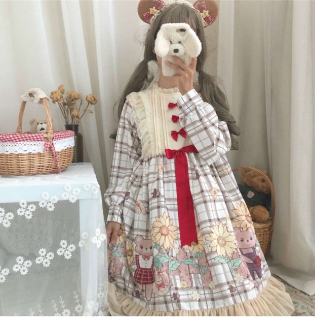 YAS0333-Váy Lolita cute bear and flower