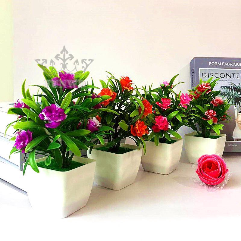 Artificial Plant Home Office Tabletop Plastic Fake Welcoming Desk Wedding Lily flower Pinecone 18cm Potted Beautiful