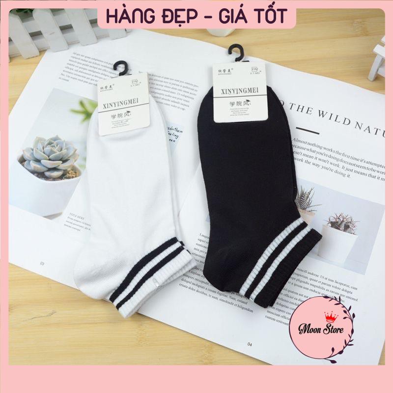 Tất kẻ sọc trắng đen Hàn Quốc Set 5 đôi được chọn màu