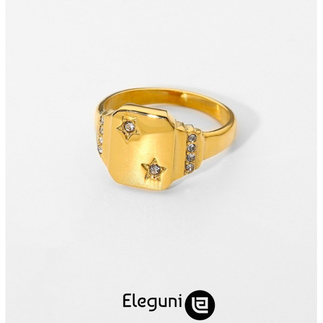 N11 Nhẫn thời trang cao cấp mạ vàng 18k Diamond Star Signet ring 2021