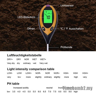 [Time2] Máy đo độ ẩm đất PH 4 trong 1 Máy đo độ ẩm ánh sáng mặt trời cho bãi cỏ cây trong vườn