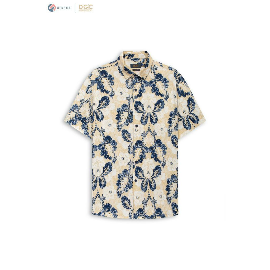 Áo sơ mi họa tiết ngắn tay DGC - SASNBC13M dáng suông, chất liệu tơ tằm nhân tạo thoáng mát, thấm hút tốt, độ bền cao