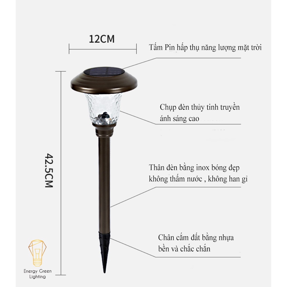 Đèn LED Cắm Cỏ Sân Vườn Energy Green Lighting MT-42512 - Sử Dụng Năng Lượng Mặt Trời - Chống Nước IP65