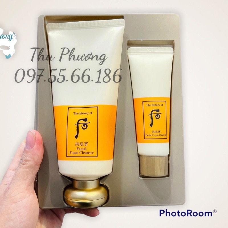Set Sữa rửa mặt whoo vàng 180ml + tẩy trang 40ml