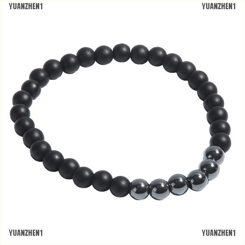 [YUANZHEN1] Set 2 Vòng Tay Chuỗi Hạt Đá Tự Nhiên Màu Đen
