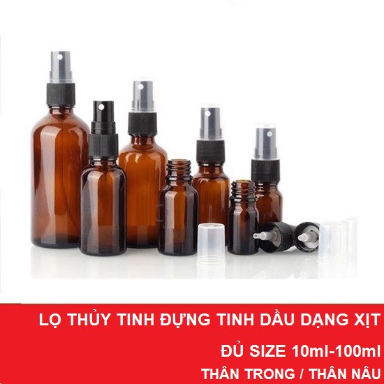 [Đủ Size] Chai Đựng Tinh Dầu, Lọ Chiết Mỹ Phẩm Thủy Tinh Dạng Xịt Phun Sương 10ml - 20ml - 30ml -50ml - 100ml giá rẻ