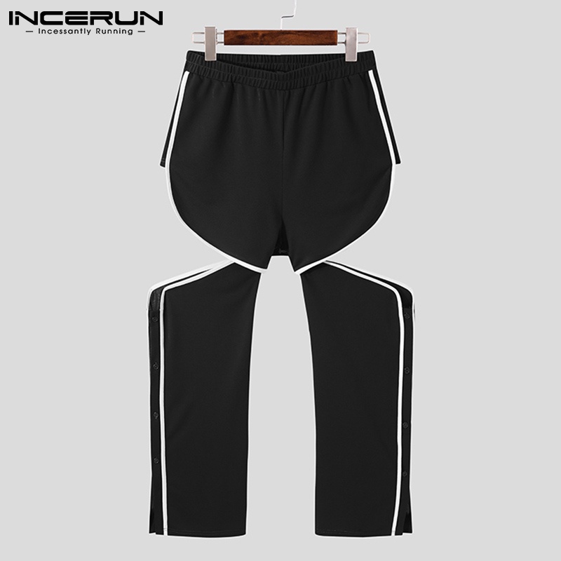 Quần INCERUN dài eo thun thiết kế hở đùi thời trang cá tính cho nam