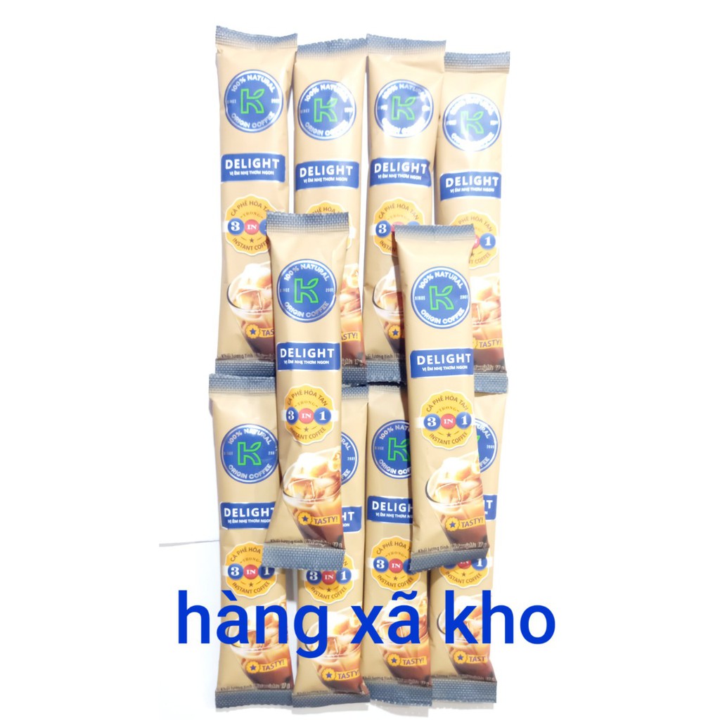 Lốc 10  K cà phê delight hòa tan 3 in 1,17gr gói.2.2023