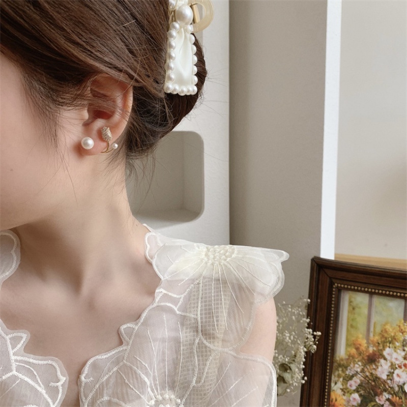Khuyên Tai Bạc Hình Hoa Tulip Đính Ngọc Trai Nhân Tạo Thời Trang Mới Cho Nữ