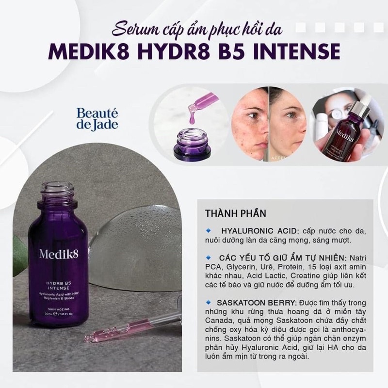 Tinh chất cấp ẩm phục hồi Medik8 Hydr8 B5 Intense - B5 medik tím