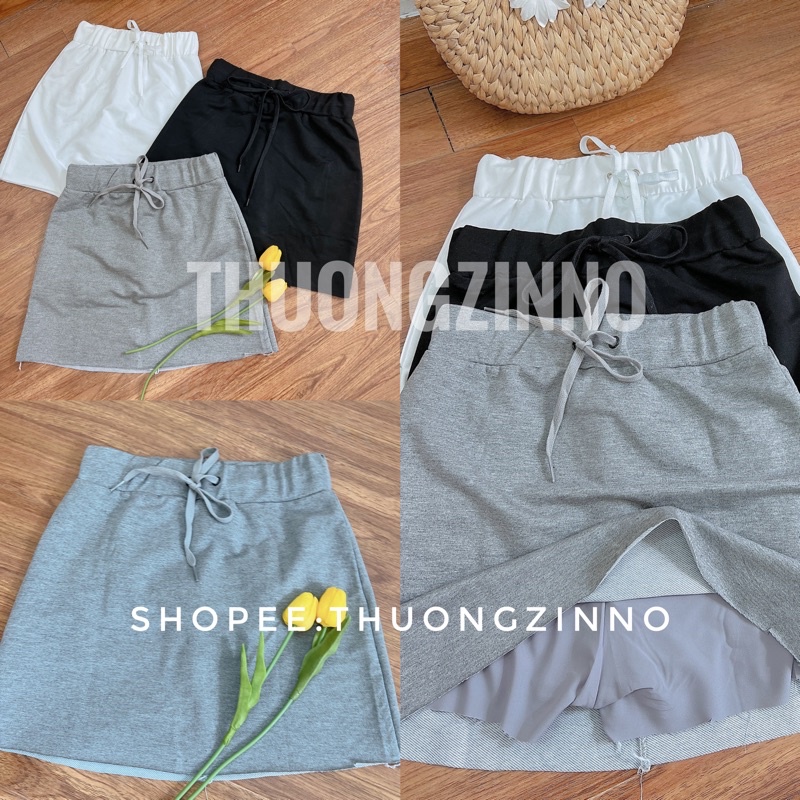 [Ảnh thật/Video]Chân váy Da Cá phong cách thể thao Hàn quốc tôn dáng Chân váy hai lớp hàn quốc