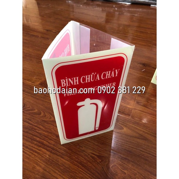 Biển báo dạ quang hộp tam giác hộp cứu hỏa, bình chữa cháy, chuông báo cháy
