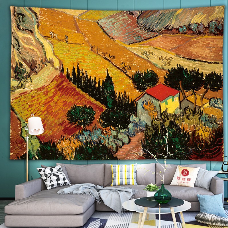 Thảm Treo Tường Họa Tiết Tranh Sơn Dầu Van Gogh Phong Cách Châu Âu