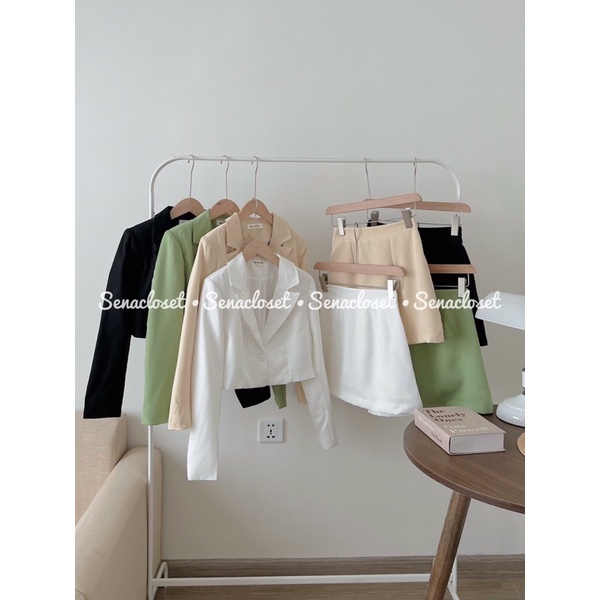 Set croptop vest dài tay chân váy (Ảnh thật)