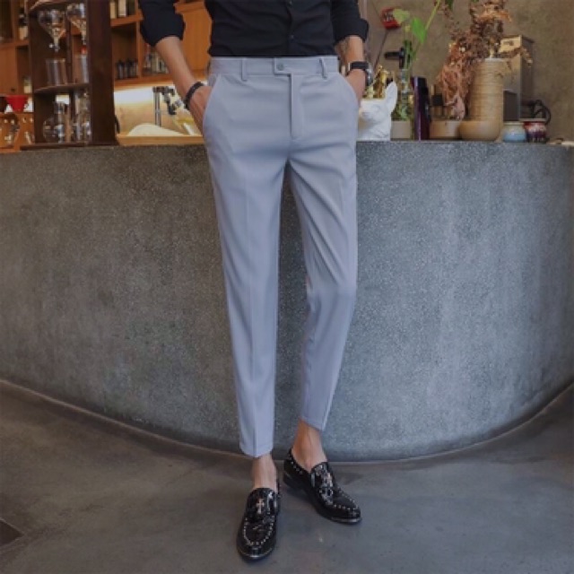 Quần vải nam dáng ống côn hàn quốc, vải co giãn dầy dặn | BigBuy360 - bigbuy360.vn