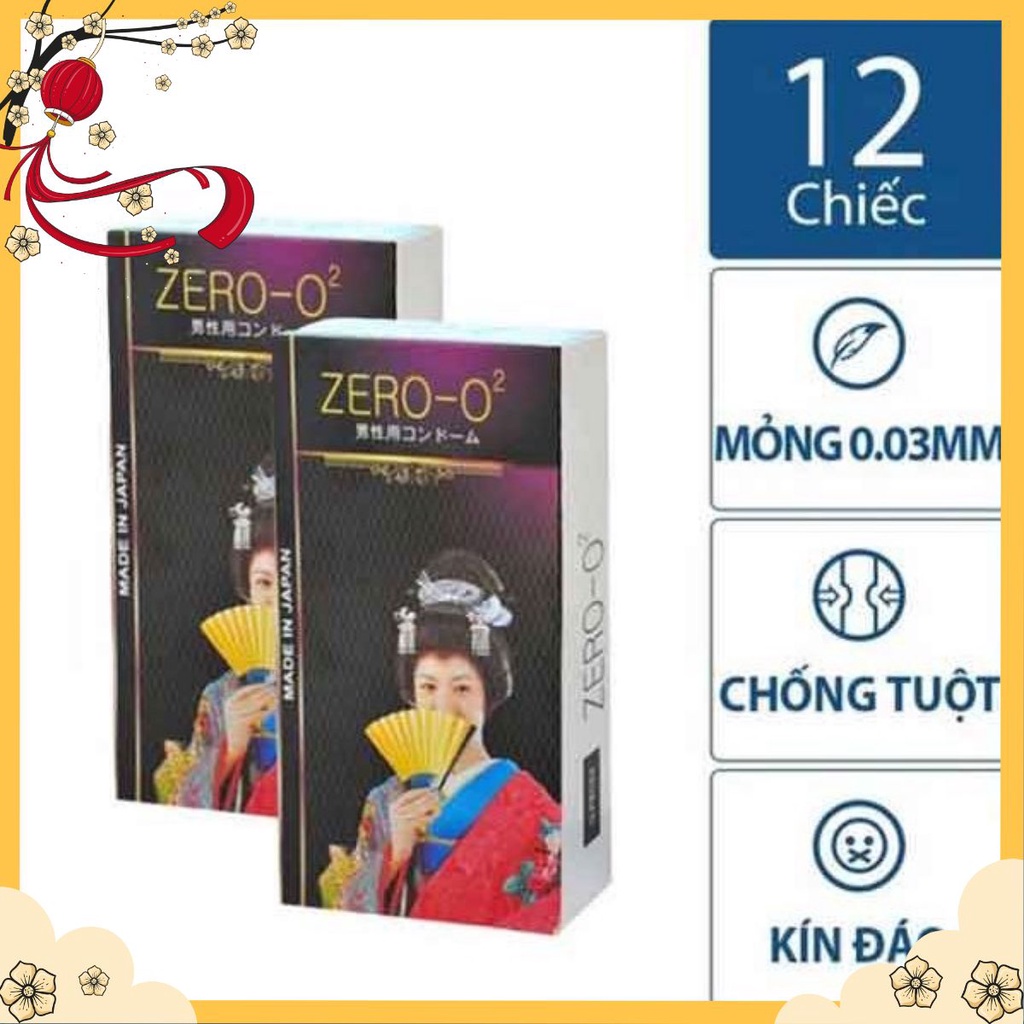 [sale] Bao Cao Su Trơn Siêu Mỏng ZERO-O2 Nhật  - Hộp 12 chiếc [sale]