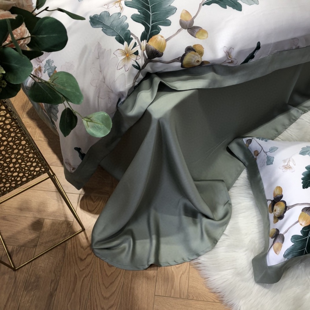 Bộ Chăn Ga Gối Trải Giường Lụa Tencel Cao Cấp Sét Chăn Drap Trải Giường Siêu Sang Xịn Mịn Mát - Hàng nhập chính hãng