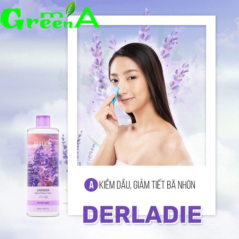 Toner Nước Hoa Hồng Derladie Lavender Oải Hương Kiềm Dầu, Giảm Mụn Chiết Xuất Hoa Lavender 500ml