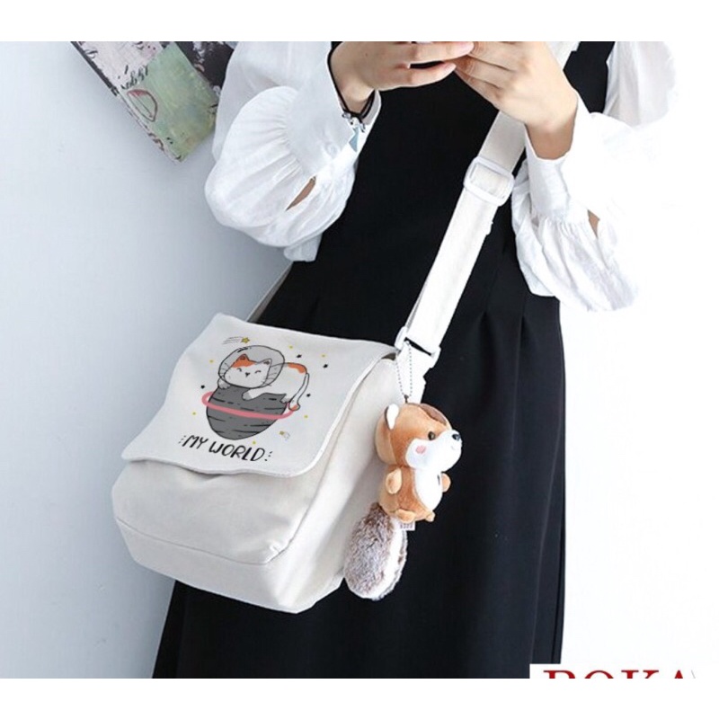 [Mã FAMARAL1 giảm 10K đơn 50K] TÚI TOTE ĐEO CHÉO UNISEX NAM NỮ - VẢI DỆT CANVAS [ CÓ TÚI CON] - PHONG CÁCH ULZZANG