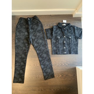 Thanh lý pass new set com bo bộ áo croptop quần thun ôm dày dăn hoạ tiết và quần tây (ảnh thật)