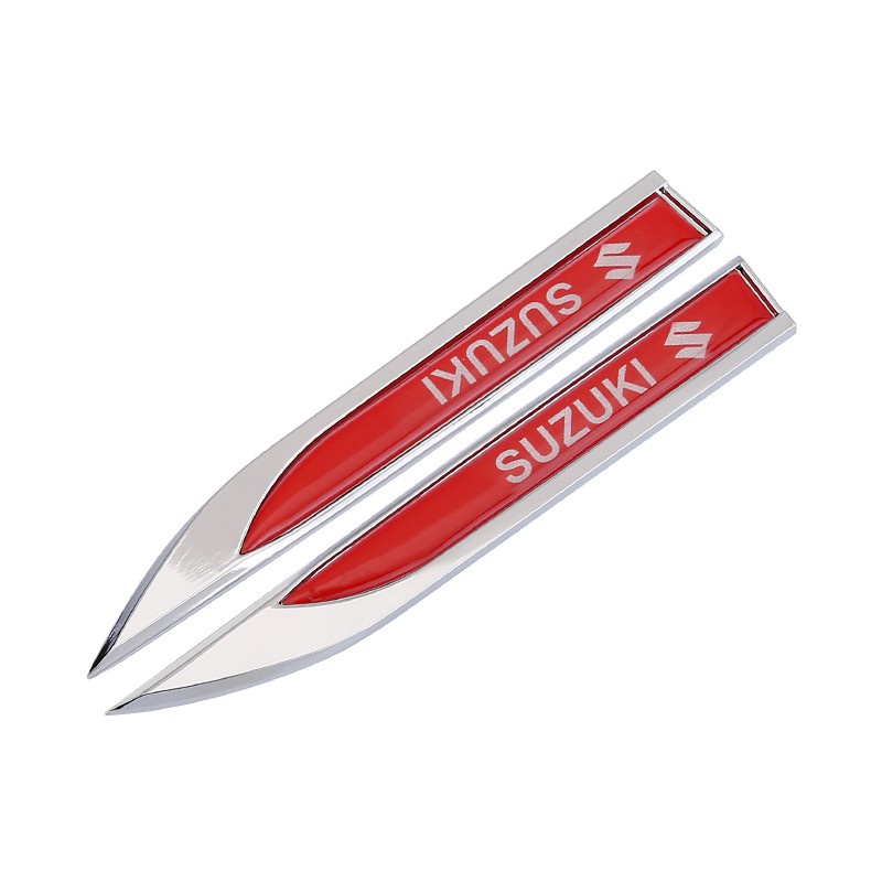 FENDER SUZUKI Set 2 Miếng Dán Trang Trí Tấm Chắn Bùn Bằng Kim Loại 3D Cho ERTIGA Swift XL6 XL7 Sx4 Jimy Vtara Sx4
