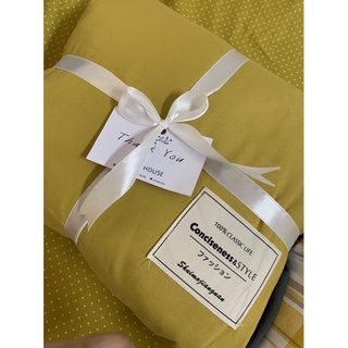 Bộ chăn ga Cotton Tici - Vàng phối be