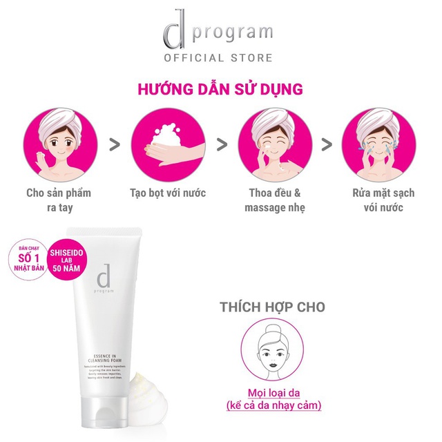 [HB Gift] Sữa rửa mặt tạo bọt dưỡng da Essence Cleansing Foam d program 120g | BigBuy360 - bigbuy360.vn
