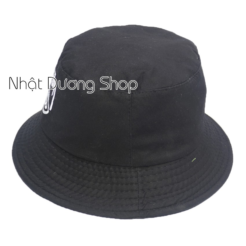 Nón bucket Stussy vành rộng đội 1 mặt - Đen chất liệu Cotton thoáng mát, sành điệu, tuổi teen