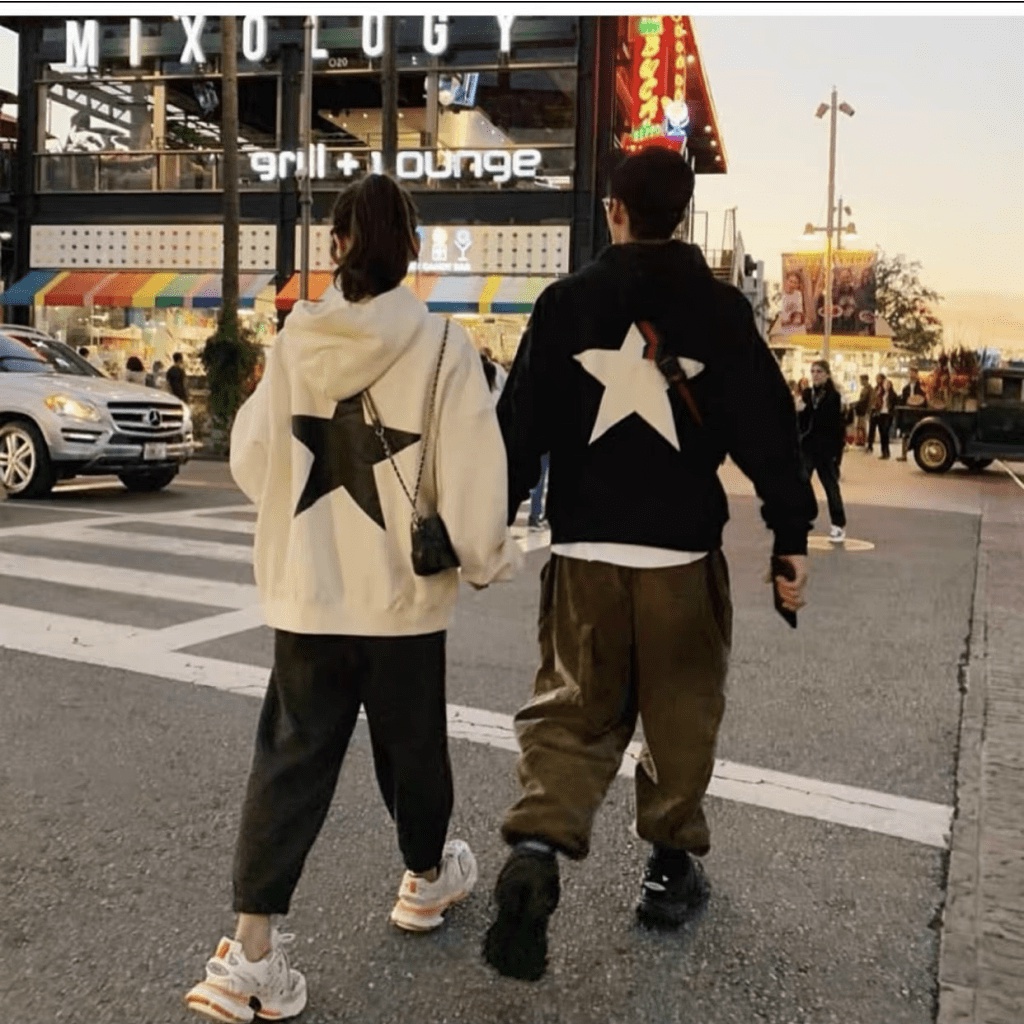 Áo Khoác Hoodie Nam Nữ họa Tiết Ngôi Sao Thời TRAng Phong Cách Hàn Quốc