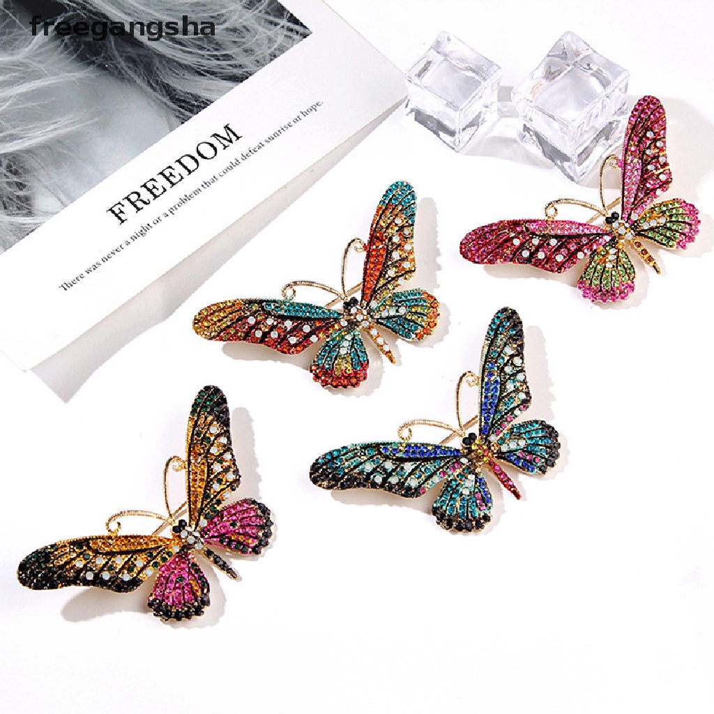 [FREG] Butterfly Animal Crystal Rhinestone Brooch Pins Women Jewelry Gift Bouquet Pin FDH