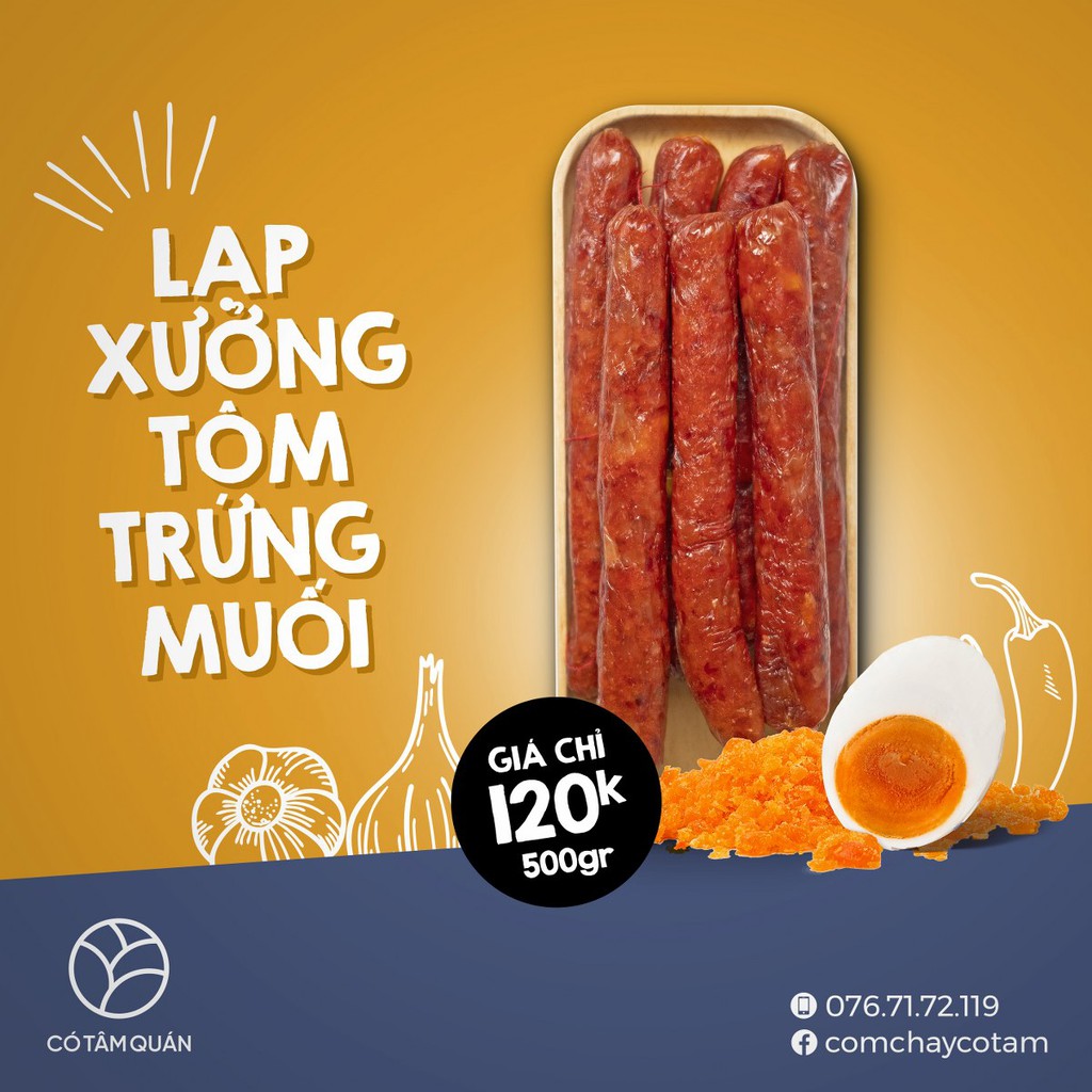 LẠP XƯỞNG TÔM TRỨNG MUỐI - CÓ TÂM QUÁN 500GR