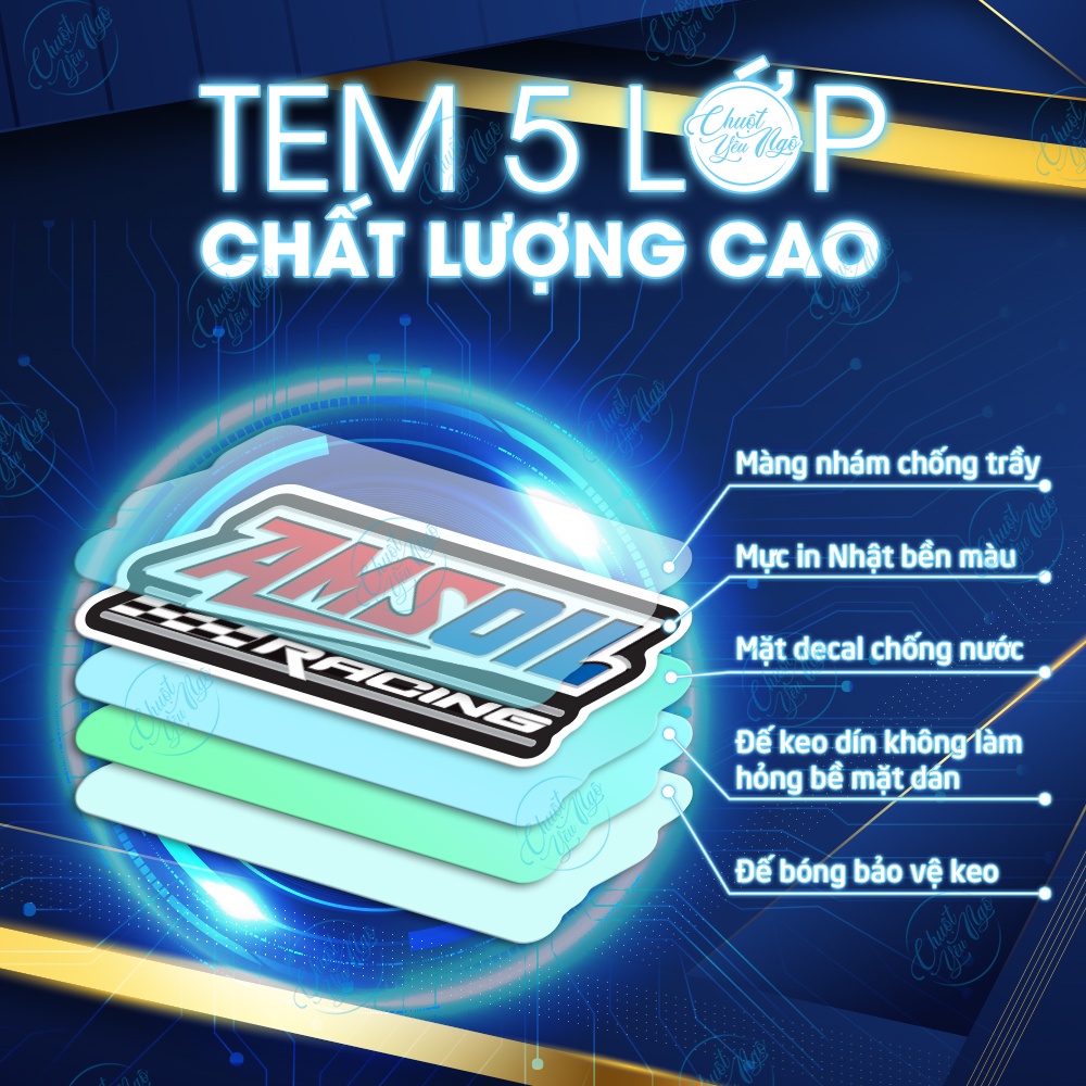 Combo 10 logo tem xe decal sticker trang trí xe máy nón bảo hiểm akrapovic shoei galfer brembo repsol nitron amsoil