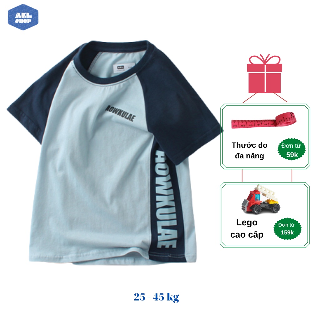 Áo thun bé trai 25kg đến 45 hãng AKL, áo phông cotton cổ tròn cho bé trai 5 đến 14 tuổi phong cách Hàn Quốc