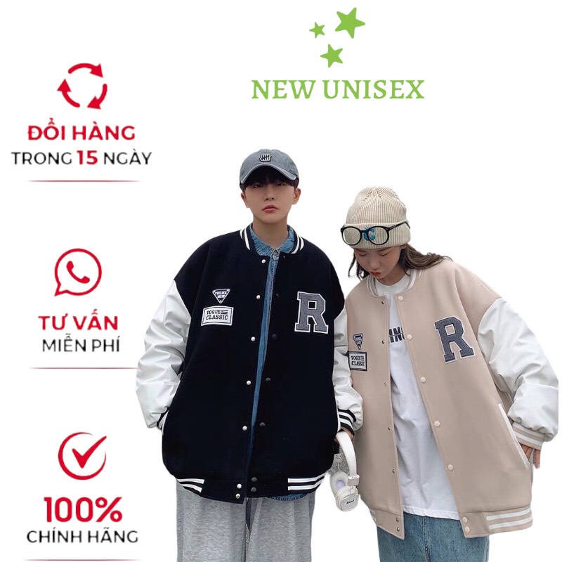Áo Bomber Nam Nữ, Áo Khoác Bomber Unisex Áo 2 Lớp Vải Dạ Dày Phối Tay Kaki Cực Hot Trend