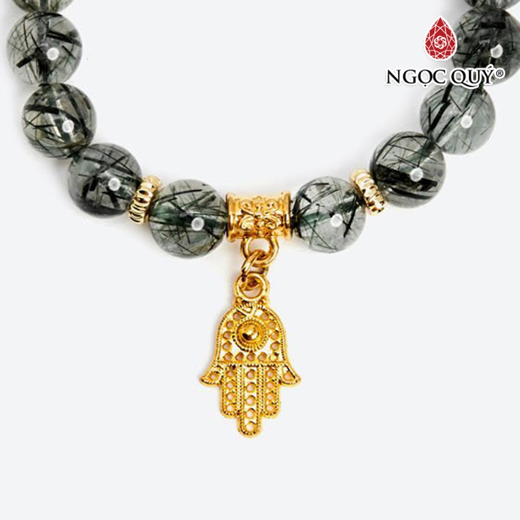 Vòng TA tóc xanh phối charm bánh xe pháp luân si 10mm - Ngọc Quý