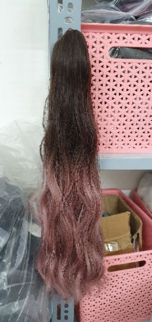 Tóc giả nữ ngoặm 🤩FREESHIP🤩 Tóc giả ngoặm xù mini omber hồng