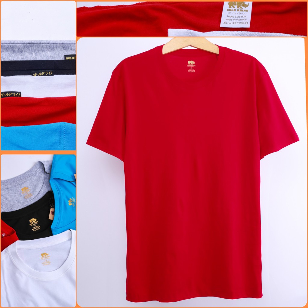Áo Thun Nam Cổ tròn Nhật Bản (japan) Gold RHINO  màu đen, trắng, xám , đỏ, xanh 100% cotton tự nhiên cao cấp,kháng khuẩn