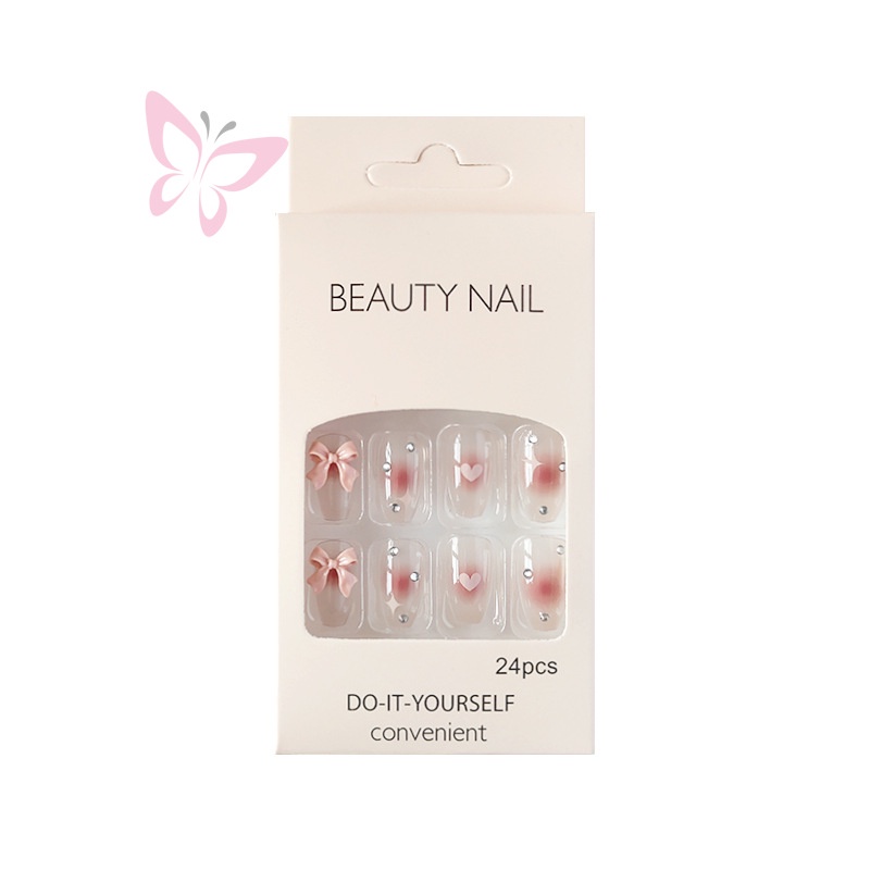 Bộ Móng Tay Giả Màu Hồng Ngọt Ngào Xinh Xắn